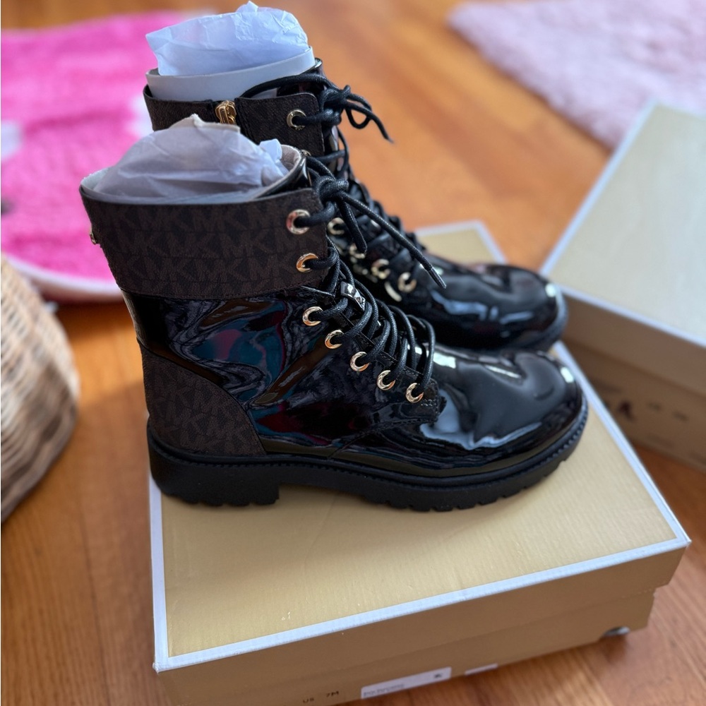 Michael Kors Black Combat Boots